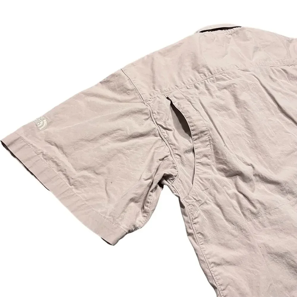 The North Face Beige Utility Hiking Fishing Short Sleeve Button Shirt Mens XL